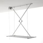 foxydry Mini, Ceiling Mounted Pulley Clothes Airer, Clothes Drying Rack, Vertical Folding Laundry Drying Rack in aluminium and steel 59.84x21.2x9.84 in (Grey, 150)