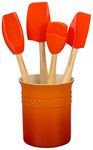 Le Creuset Classic Utensil Jar (1.1 L), Set of 4 Craft Spatulas, Volcanic, 79003000900000