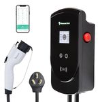 50 Amp - PRIMECOM.TECH Level-2 Smart Electric Vehicle Home Charging Station 220 Volt for Tesla and All EV Brands 30' Feet Length (30 Feet, NEMA 10-50p)