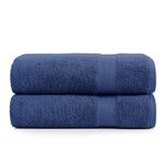 Bath Sheets Bathroom Towel Set- 2 Pack 100% Cotton Extra Large Bath Towels, Oversized Bath Towels, Luxury Bath Towels Large Bathroom Set, Shower Towels Bath Towel Sets for Bathroom, 35x66 - Navy