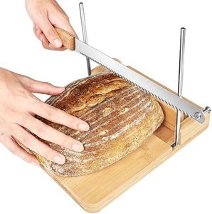 Upgraded Enlarge Size Bread Slicer for Homemade Bread w/Upgraded Bread Knife Adjustable to 8 Different Thickness Sourdough for Cakes, Sandwich, Toasts - Kitchen Gadget
