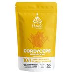 HYBRID HERBS – CORDYCEPS Mushroom Powder 10X Strength - Supplement for Muscle, Energy, Gym Workout, Immunity Support with Beta Glucans & Adenosine - HIGH Potency 10:1 Extract - 56 Serving (56g)