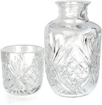 Lily's Home Bedside Water Carafe Set with Glass Cup, Clear Carafe and Glass Tumblers – Perfect for Nightstand or Guest Bedroom, Ideal for Night Table Decor or as a Handy Midnight Drink, 18 oz