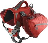 Kurgo Big Baxter Dog Backpack, Dog Saddlebag, Dog Pack, Adjustable Saddlebag for Hiking, Walking, Running, Camping, Chili Red/Barn Red