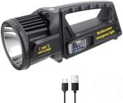 Glaceon 1000000 Lumens Super Bright Rechargeable LED Torch Handheld Spotlight Flashlight with 9 Modes, IPX6 Waterproof - Outdoor Handheld Solar Flashlight for Emergencies & Power (GC-05)