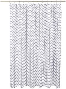 Amazon Basics Microfiber Dark Grey Herringbone Printed Pattern Bathroom Shower Curtain - Dark Grey Herringbone, 72 Inch