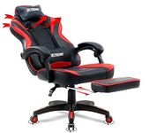 Olsen & Smith XTREME New and Improved 2024 Model Gaming Chair Ergonomic Office Desk PC Computer Recliner Swivel Chair Detachable Padded Head Rest Lumbar Support Cushion & Footrest (Black/Red)