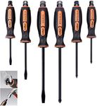 HORUSDY 6-Pieces Magnetic Screwdriver Set, 3 Phillips and 3 Flat Head Tips Impact Screwdriver for Fastening, Chiselling and Loosening Seized Screws