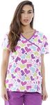 Just Love Women's Scrub Tops Nursing Scrubs, Hearts and Ribbons 2, Medium