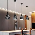 GreyWings Aluminium Cut Hanging Light Ceiling Pendant Lamp, 6Inch Dia Black, Bulb Not Included, Pack of 4