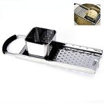 MEQUER Stainless Steel Manual Noodle Spaetzle Maker, Stainless Steel Blades Dumpling Maker with Safety Pusher and Comfort Grip Handle