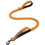 Sweetie Bungee Dog Lead - Shock Absorbing Leash that Softens Pulls & Stops – Neoprene Padded Loop & Traffic Handles for Extra Comfort - Reflective for Safer Night Walking. Orange