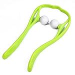 Neck Massager Manual Cervical Vertebra for Neck and Back Fatigue Pain Therapeutic Massage with Rolling Relief Ball(Green)