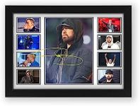 Eminem Autograph Poster Print - Limited Edition Collage Of The Music Legend - Signed Collector Merchandise For Fans And Rap Music Lovers (Framed, A4 (30x20cm))