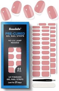 Beaolata Real Gel Nail Strips (No UV Light Needed) - 44Pcs Salon Quality Nail Stickers - Long Lasting Polish Wraps for Women, Easy Apply & Remove (Peach Nectar Pink)