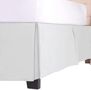 Luxury Bed Skirt with 15 Inch Drop - Adjustable Pleated Microfiber Bed skirts with Dust Ruffle Wrap -Full- White