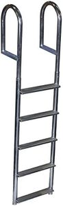 Dock Edge + Welded Fixed Wide Step Dock Ladder, 5 Steps, Aluminum