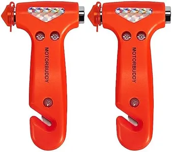 MOTORBUDDY 2-Pack Car Safety Hammer, Auto Emergency Escape Hammer with Window Breaker and Seat Belt Cutter, Striking Red Emergency Escape Tool for Car Accidents