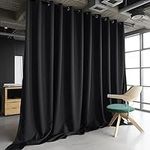 PANOVOUS Privacy Room Divider Drape - Wide Width Grommet Top Room Divider Curtain Panel 100W X 96L Inch Black