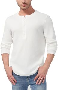 YTD Mens 2025 Fall Fashion Casual Henley Shirt Long Sleeve Slim Fitted Shirts for Athletic Gym Workout XXL White