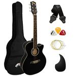 TIGER ACG1-BK Small Body Acoustic Guitar for Beginners Guitar - Black - Now with 6 Months Free Lessons Included