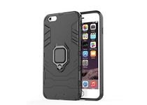 Glaslux Armor Shockproof Soft TPU and Hard PC Back Cover Case with Ring Holder for iPhone 6s Plus - Armor Black