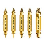 HSS 4341 Screw Extractor Set, 5-Piece Double-Ended Drill Bits, 2-14mm Range, Gold Titanium 6666