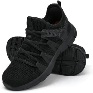 INZCOU Running Shoes Lightweight Tennis Shoes Non Slip Workout Shoes All Black Breathable Mesh Walking Sneakers 7.5women / 6.5men