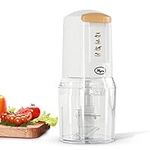 Nyra Mini Food Processor - 300W Powerful Motor, 500ml Capacity, Stainless Steel Double Blade, Lightweight and Easy to Hold - for Chopping, Blending, and Pureeing- Safety Lock - 1 Year Warranty (White)