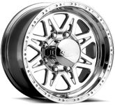 Raceline Wheels 888 RENEGADE Wheel Polished 16X10"8X6.5 Bolt Pattern -25mm Offset/(4.5"B/S) 8 Spoke Aluminum Passenger Car Wheels, Full Size Replacement Chrome Car Rims