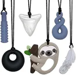 Chew Necklace for Sensory Kids, 6 Pack Silicone Chewing Necklace for Kids Boys Girls with ADHD Autism, Anxiety, Sensory Chew Toys for Autistic Children and Adults Reduce Chewing Fidgeting