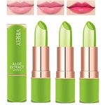 Magic Temperature Colour Changing Lip Balm Set, Dulele Organic Aloe Vera Moisturizing Long Lasting Jelly Crystal Lipsticks(3 Packs)