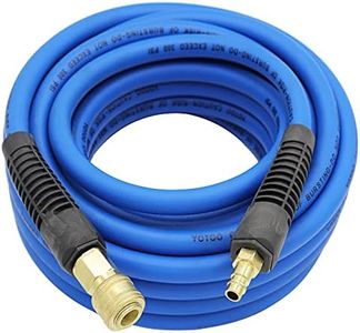 YOTOO Tuyau à air comprimé hybride de 10 m de long, 9,5 mm ID x 15,5 mm AD, 300 psi avec raccords rapides 1/4", limiteur de flexion