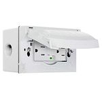 Hubbell-Bell 5874-6S Cover and GFCI Receptacle Weatherproof Box, White