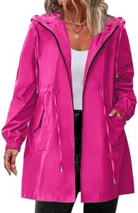 IN'VOLAND Women's Rain Jacket Plus Size Long Raincoat Lightweight Hooded Windbreaker Waterproof Jackets with Pockets