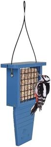 EcoCycle Suet Station Recycled Plastic Tail-Prop Suet Bird Feeder for Woodpeckers, Outdoor Wild Bird Feeder and Décor, 1 Suet Cake Capacity, Blue