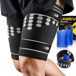 CAMBIVO Thigh Compression Sleeve for Men & Women, With Cold & Hot Gel Packs, Adjustable & Elastic Straps, Ideal for Thigh Muscle Stability and Soreness