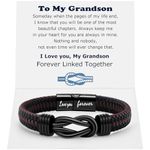 BABORI Gift for Men Birthday Anniversary Christmas Gift Idea Mens Braided Cuff Bracelet Love Knot Brown Leather Bracelet for Man Son Boyfriend Husband Boyfriend Brother Grandson, 9 Inches, Metal, no gemstone