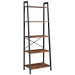 IBUYKE Ladder Shelf, 5-Tier Storage Organiser Shelves, 60x39.5x171cm, Plant Stand,Industrial Bookshelf, Living Room Bookcases, for Kitchen, Bedroom, Office TMJ017H-