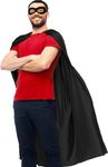 Adults Superhero Cape and Mask, Gifts for Men Women Teen Birthday Halloween Cosplay Costume Party (Black)