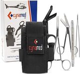 Cynamed First Responder Medical Tool Kit - Bandage Scissors, Magnetic Debris Remover, EMT Shears, Hemostat, Tweezers - Adjustable Multi-Pocket Nylon Belt Pouch - Paramedic, Nurse, Emergency Responders