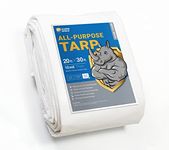 GUARD SHIELD Heavy Duty Tarp 20x30 Feet White Multi Purpose Thick Waterproof Poly Tarp Cover 10mil