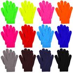 Cooraby 12 Pairs Kid's Winter Magic Gloves Children Stretchy Warm Magic Gloves Boys or Girls Knit Gloves (Mixed Colors D)