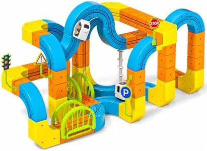 Electric Train Set for Kids, Cube Track with Motorized Engine, 3D Gravity-Defying STEM Toy for Kids Ages 3-8, Boys & Girls Building Gift (91 Pcs)