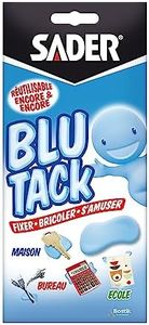 Sader Blu Tack – Pâte Adhésive Réutilisable pour Fixation et Décoration – Pâte à Fixe Sans Traces pour Remplacer Clou et Autres Fixatifs – Bleu – Étui 57 g