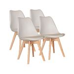 AVC Designs Set of 4 Dining Chairs Designer Wooden Home Office Commercial (Beige)