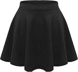 KIKFIT Girls Versatile High Waist Skirt Plain Pleated Mini Skirt Skater Stretchy A-Line Casual Flared Skirts for Kids Teens Age 5-13 Years (11-12 Years, Black)