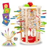 Nene Toys BALLFALL, Montessori Game for Kids 3+ Years Old - Wooden Board Game with Colorful Sticks, Dice & Cards - Tower Game for Boys Girls Ages 3-9, Educational Family Game for Cognitive Development