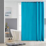 Furlinic Shower Curtain Mould Proof Resistantand Waterproof Washable Polyester Fabric Teal Bath Curtains with Weight Tape 10 Hooks for Wetroom 60x72 Inch.