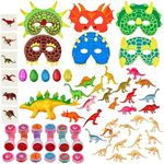THE TWIDDLERS - 80 Dinosaur Gift Party Toys, Dino Fossil Masks Stampers Tattoos Hatching Eggs for Kids Birthday Party Bag Favour, Pinata Fillers